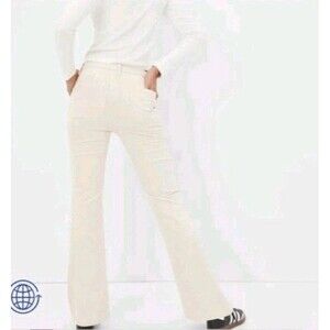 Gap Pants Sz 12S Corduroy 70s Flare High Rise Stretch Casual Minimalist Ivory